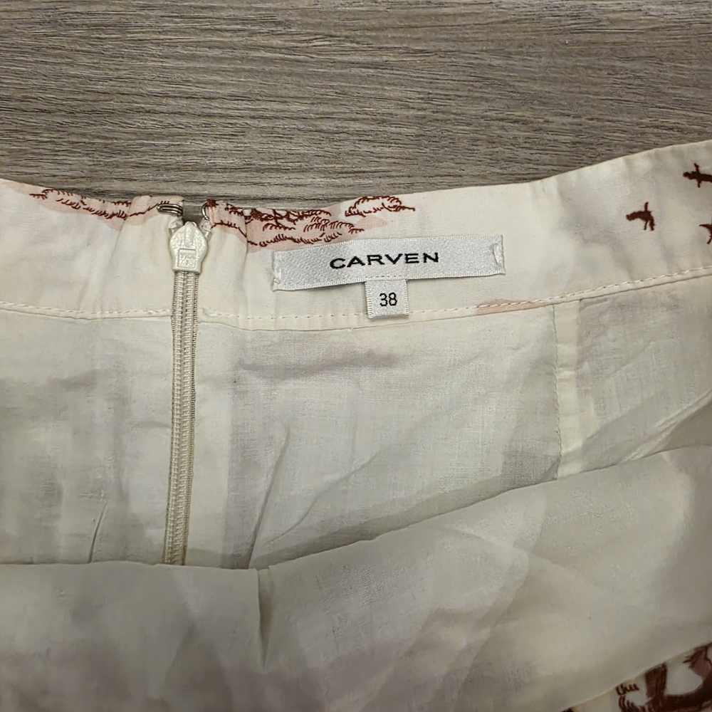 CARVEN Safari-Skirt Size 38 FR/US 6 Reimagine the Classic French Toile de Jouy - Picture 4 of 13